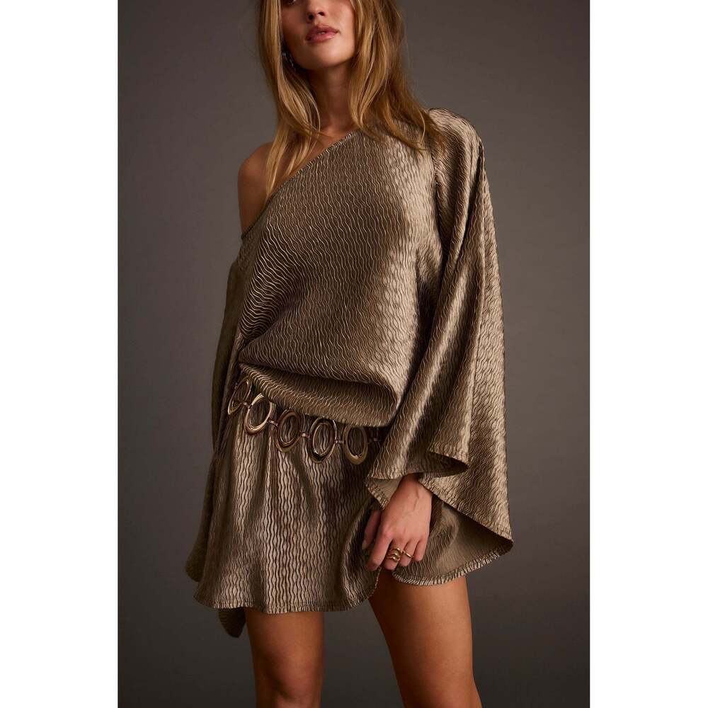 12th Tribe Kahlo Gunmetal Mini Dress Size MM